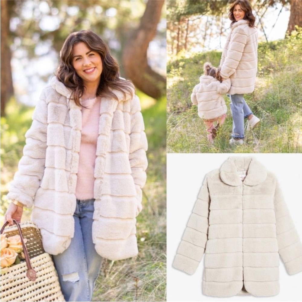 Jillian Harris for Joe Fresh Cream Faux Fur Jacket for Women